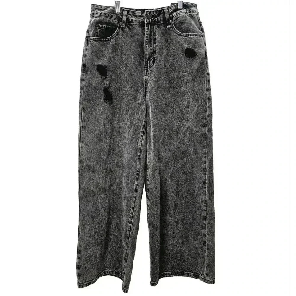 90s Baggy Jeans Black Acid Wash Distressed Wide Leg Grunge Y2K